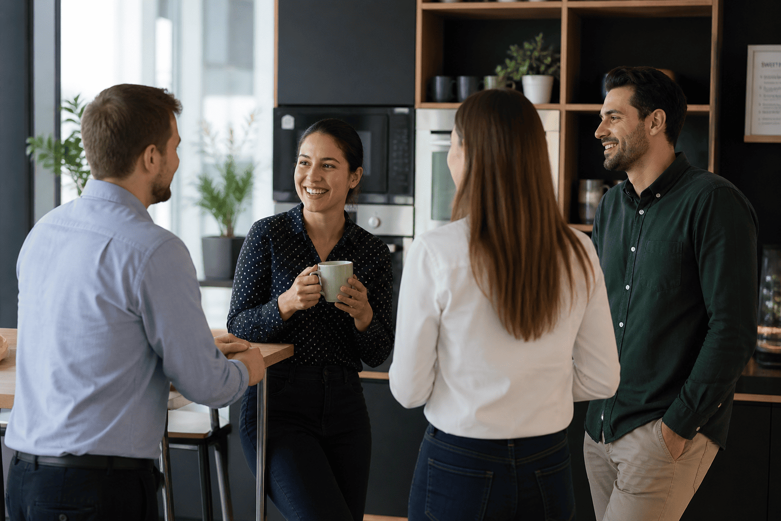 Salariés qui discutent ensemble
